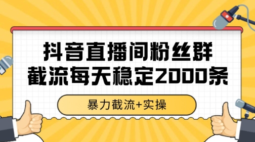 抖音直播间粉丝群暴力截流，一台电脑每天稳定2000条数据【揭秘】祝你网-副业赚钱-互联网创业-资源整合祝你网