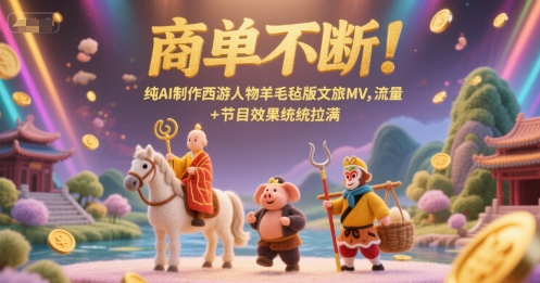 商单不断！纯AI制作西游人物羊毛毡版文旅MV，流量+节目效果统统拉满祝你网-副业赚钱-互联网创业-资源整合祝你网