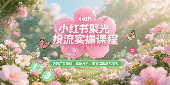小红书聚光投流实操课程，聚光广告投放、数据分析、做高效低成本获客祝你网-副业赚钱-互联网创业-资源整合祝你网