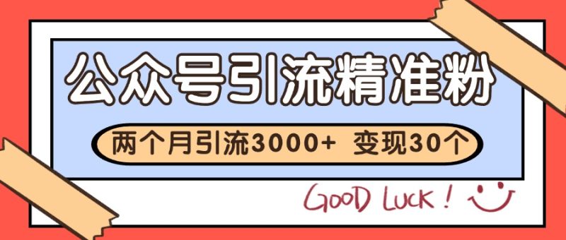 公众号精准粉引流玩法 2个月3000+精准粉 变现30万+祝你网-副业赚钱-互联网创业-资源整合祝你网