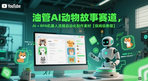 油管AI动物故事赛道，AI+RPA机器人流程自动化制作素材【保姆级教程】祝你网-副业赚钱-互联网创业-资源整合祝你网