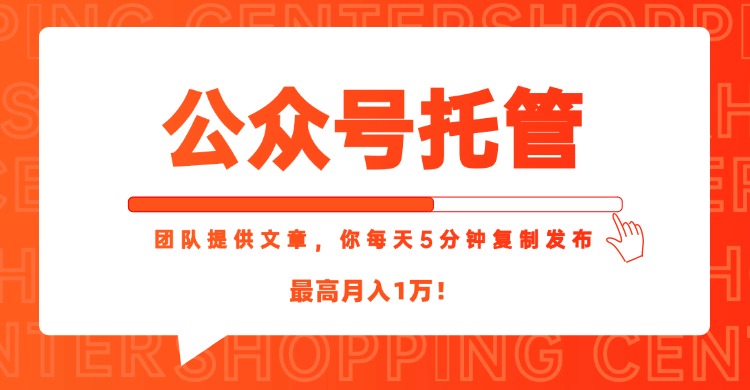 【公众号托管 】我提供文章，你每天５分钟复制发布，最高月入1W祝你网-副业赚钱-互联网创业-资源整合祝你网