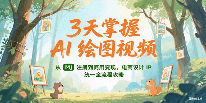 3天掌握AI绘图视频，从MJ 注册到商用变现，电商设计IP统一全流程攻略祝你网-副业赚钱-互联网创业-资源整合祝你网