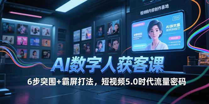 AI数字人获客课，6步突围+霸屏打法，短视频5.0时代流量密码祝你网-副业赚钱-互联网创业-资源整合祝你网