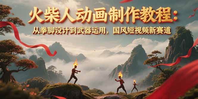 火柴人动画制作教程：从拳脚设计到武器运用，国风短视频新赛道祝你网-副业赚钱-互联网创业-资源整合祝你网