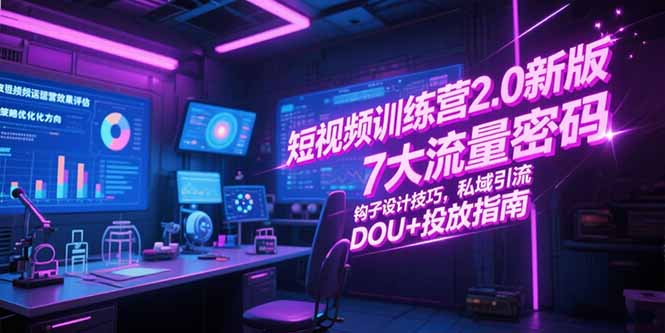 短视频训练营2.0新版，7大流量密码/钩子设计技巧/私域引流/DOU+投放指南祝你网-副业赚钱-互联网创业-资源整合祝你网