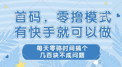 首码零撸项目，有快手就可以做，每天业务时间搞个几张不是问题祝你网-副业赚钱-互联网创业-资源整合祝你网