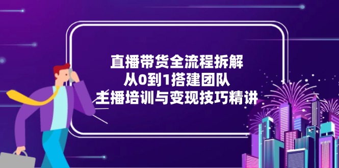 直播带货全流程拆解：从0到1搭建团队，主播培训与变现技巧精讲祝你网-副业赚钱-互联网创业-资源整合祝你网