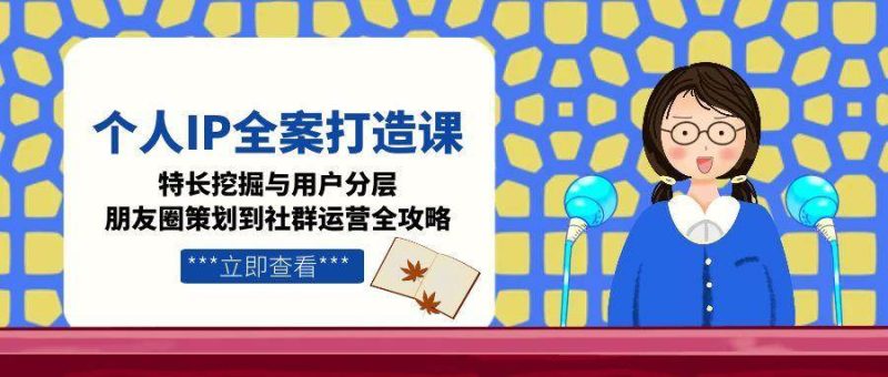 个人IP全案打造课，特长挖掘与用户分层，朋友圈策划到社群运营全攻略祝你网-副业赚钱-互联网创业-资源整合祝你网