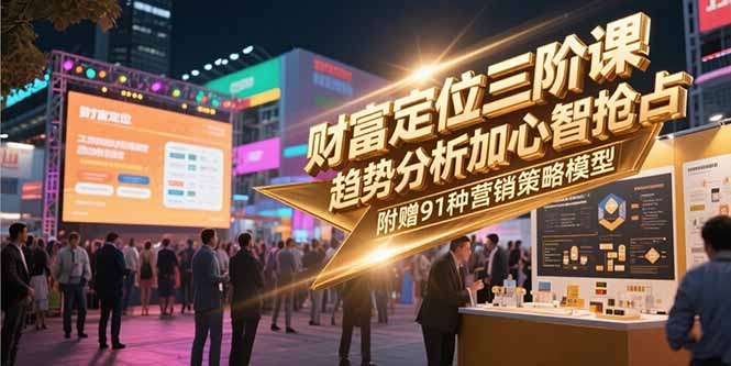 财富定位三阶课，趋势分析加心智抢占，附赠91种营销策略模型祝你网-副业赚钱-互联网创业-资源整合祝你网