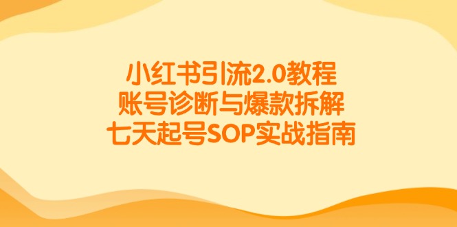 小红书引流2.0教程，账号诊断与爆款拆解，七天起号SOP实战指南祝你网-副业赚钱-互联网创业-资源整合祝你网