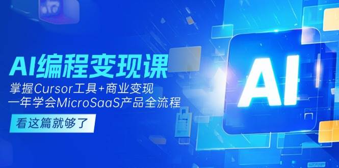 AI编程变现课：掌握Cursor工具+商业变现，一年学会MicroSaaS产品全流程祝你网-副业赚钱-互联网创业-资源整合祝你网