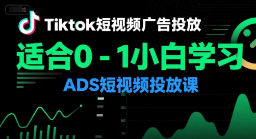 Tiktok短视频广告投放，适合0-1小白学习ADS短视频投放课祝你网-副业赚钱-互联网创业-资源整合祝你网