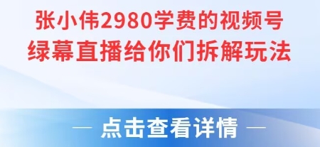 张小伟2980付费额视频号绿幕直播给你们拆解玩法祝你网-副业赚钱-互联网创业-资源整合祝你网
