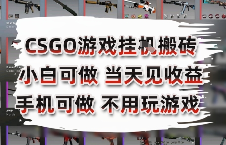 CSGO游戏挂G搬砖，小白纯手机即可操作，不用电脑打游戏，日入3张+，副业网创项目祝你网-副业赚钱-互联网创业-资源整合祝你网