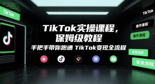 TikTok实操课程，保姆级教程，手把手带你跑通TikTok变现全流程祝你网-副业赚钱-互联网创业-资源整合祝你网