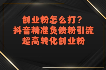 创业粉怎么打？抖音精准负债粉引流，超高转化创业粉祝你网-副业赚钱-互联网创业-资源整合祝你网