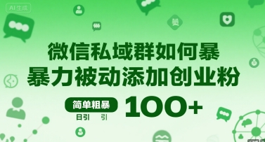 微信私域群如何暴力被动添加创业粉，简单粗暴，日引100+祝你网-副业赚钱-互联网创业-资源整合祝你网