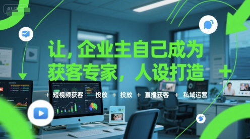 让企业主自己成为获客专家，人设打造+短视频获客+投放+直播获客+私域运营祝你网-副业赚钱-互联网创业-资源整合祝你网
