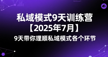 私域模式9天训练营【2025年7月】​9天带你理顺私域模式各个环节祝你网-副业赚钱-互联网创业-资源整合祝你网