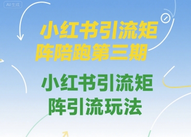 小红书引流矩阵陪跑第三期，小红书引流矩阵引流玩法祝你网-副业赚钱-互联网创业-资源整合祝你网