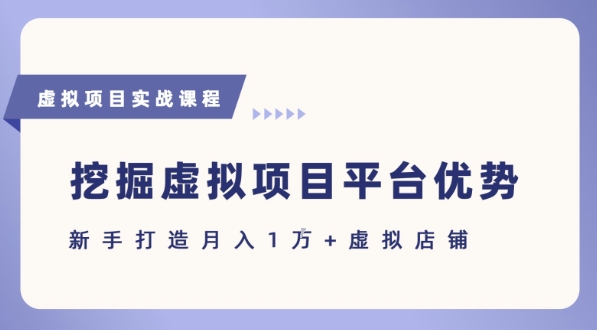 抓住虚拟项目各平台优势，新手轻松月入1W+(给出具体建议)祝你网-副业赚钱-互联网创业-资源整合祝你网