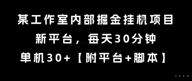 某工作室内部掘金挂G项目，新平台，每天30分钟，单机30+祝你网-副业赚钱-互联网创业-资源整合祝你网