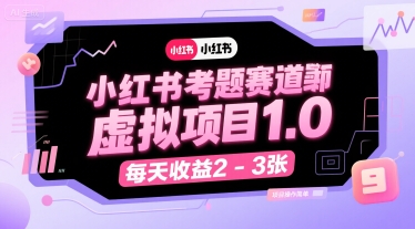 小红书考题赛道虚拟项目1.0，项目操作简单，每天收益2-3张祝你网-副业赚钱-互联网创业-资源整合祝你网