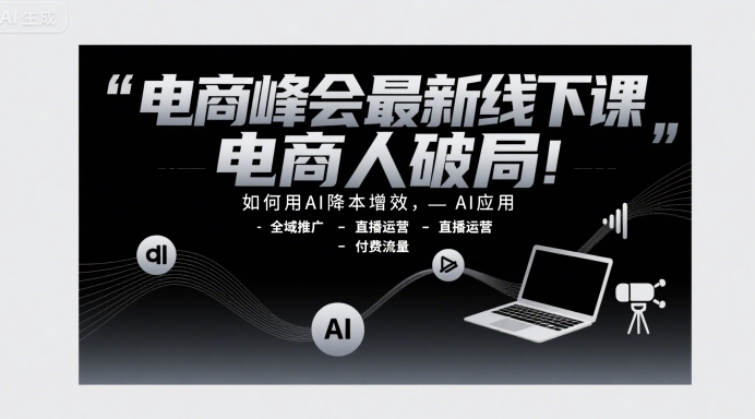 电商峰会最新线下课，电商人破局，如何用AI降本增效，AI应用-全域推广-直播运营-付费流祝你网-副业赚钱-互联网创业-资源整合祝你网