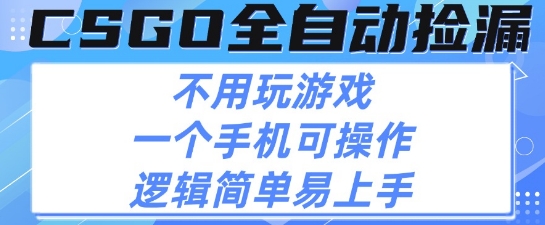 CSGO自动捡漏项目，最新独家玩法，不用挂G不用玩游戏，一个手机即可操作，新手小白轻松月入1W+【揭秘】祝你网-副业赚钱-互联网创业-资源整合祝你网