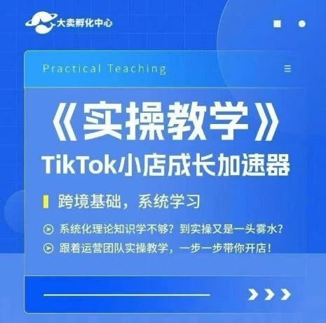 大卖家孵化中心TikTok实操课，TikTok小店成长加速器，跨境基础系统学习，一步一步带你开店祝你网-副业赚钱-互联网创业-资源整合祝你网