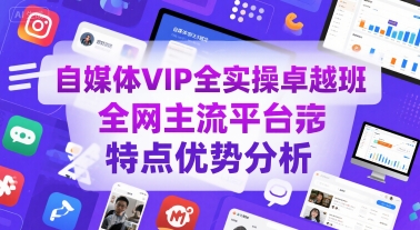 自媒体VIP全实操卓越班，全网主流平台特点优势分析祝你网-副业赚钱-互联网创业-资源整合祝你网