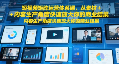 短视频矩阵运营体系课，从素材+内容生产角度快速放大你的商业结果祝你网-副业赚钱-互联网创业-资源整合祝你网