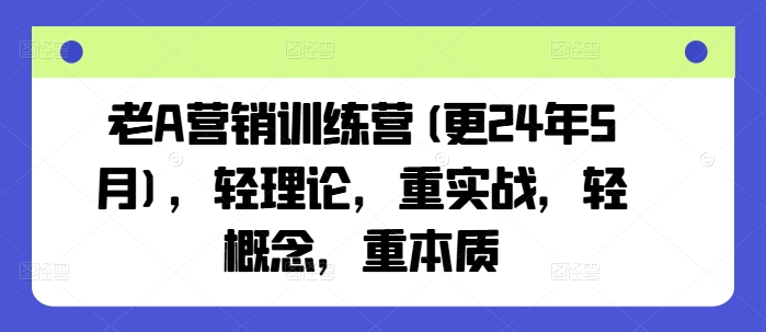 老A营销训练营(更25年7月)，轻理论，重实战，轻概念，重本质祝你网-副业赚钱-互联网创业-资源整合祝你网