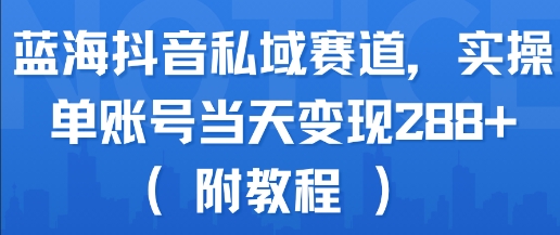 蓝海抖音私域赛道，实操单账号当天变现288+(附教程)祝你网-副业赚钱-互联网创业-资源整合祝你网