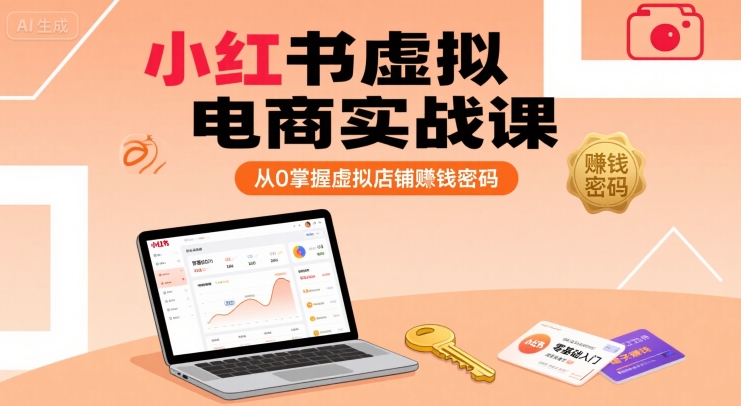 小红书虚拟电商实战课，从0掌握虚拟店铺賺钱密码祝你网-副业赚钱-互联网创业-资源整合祝你网