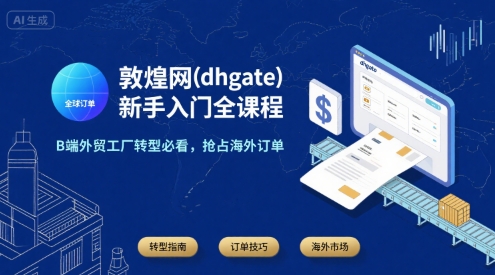 敦煌网(dhgate)新手入门全课程，B端外贸工厂转型必看，抢占海外订单祝你网-副业赚钱-互联网创业-资源整合祝你网
