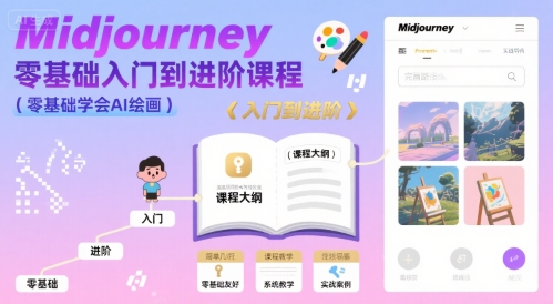 midjourney零基础入门到进阶课程，零基础学会AI绘画祝你网-副业赚钱-互联网创业-资源整合祝你网