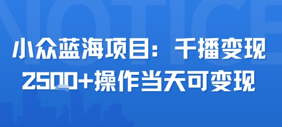 小众蓝海项目，千播变现2.5k+操作当天可变现祝你网-副业赚钱-互联网创业-资源整合祝你网