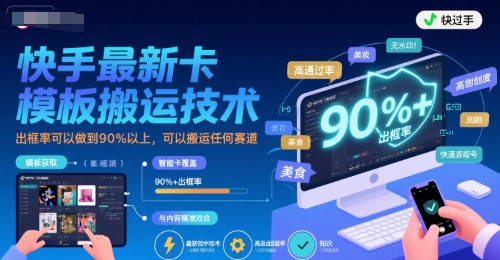 快手最新卡模板搬运技术，出框率可以做到90%以上，可以搬运任何赛道祝你网-副业赚钱-互联网创业-资源整合祝你网