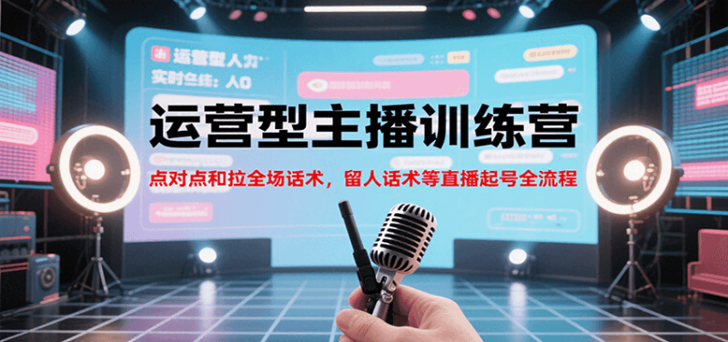 运营型主播训练营，点对点和拉全场话术，留人话术等直播起号全流程(更新7月)祝你网-副业赚钱-互联网创业-资源整合祝你网