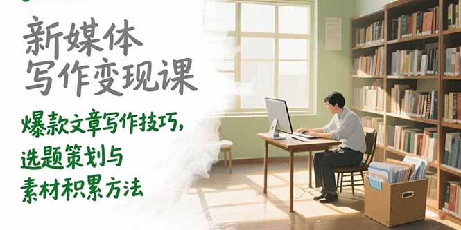 新媒体写作变现课，爆款文章写作技巧，选题策划与素材积累方法祝你网-副业赚钱-互联网创业-资源整合祝你网