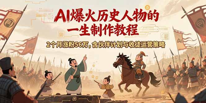 AI历史人物赛道课程，2个月涨粉56万，含伙伴计划与收徒运营策略祝你网-副业赚钱-互联网创业-资源整合祝你网