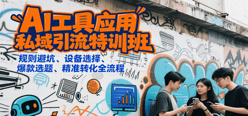 AI工具应用私域引流特训班，规则避坑、设备选择、爆款选题、精准转化全流程祝你网-副业赚钱-互联网创业-资源整合祝你网