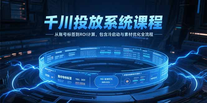 千川投放系统课程，从账号标签到ROI计算，包含冷启动与素材优化全流程祝你网-副业赚钱-互联网创业-资源整合祝你网
