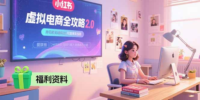 虚拟电商全攻略2.0，开店选品实操流程，账号定位、货源发布、笔记发布技巧祝你网-副业赚钱-互联网创业-资源整合祝你网