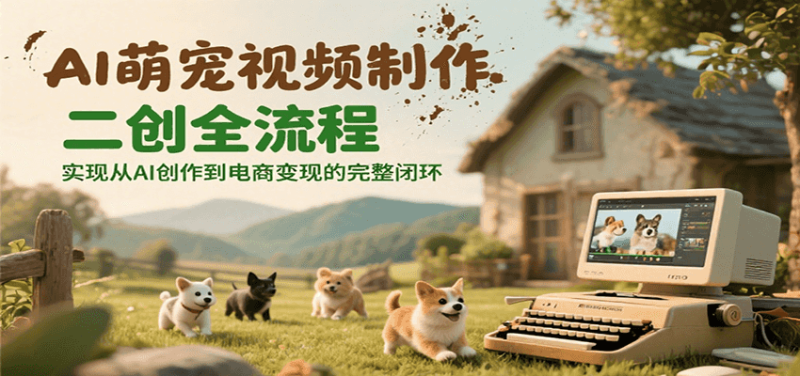 AI萌宠视频制作二创全流程，实现从AI创作到电商变现的完整闭环祝你网-副业赚钱-互联网创业-资源整合祝你网
