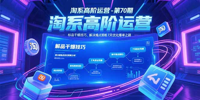 淘系高阶运营-第70期，标品干爆技巧，解决难点策略，大佬操盘方法祝你网-副业赚钱-互联网创业-资源整合祝你网