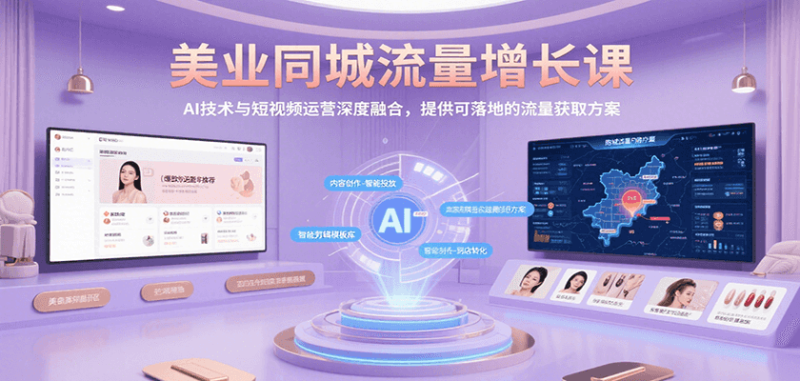 美业同城流量增长课，AI技术与短视频运营深度融合，提供可落地的流量获取方案祝你网-副业赚钱-互联网创业-资源整合祝你网