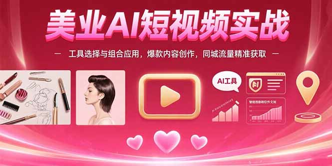 美业AI短视频实战：工具选择与组合应用，爆款内容创作，同城流量精准获取祝你网-副业赚钱-互联网创业-资源整合祝你网